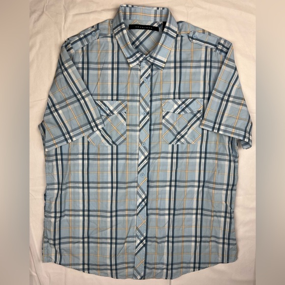 Sean John Plaid Short Sleeve Button Down Shirt - 2XL - Picture 1 of 3